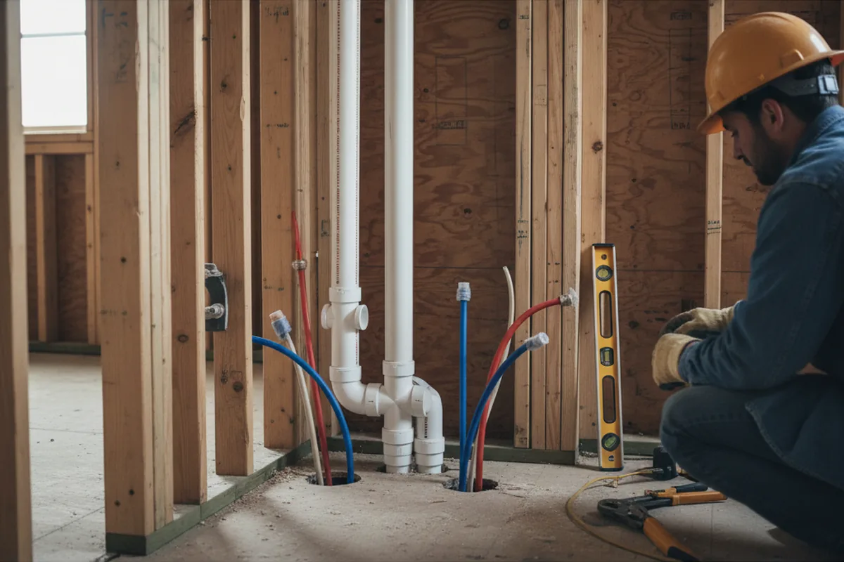 Drain and supply rough-in during Sump Pump Repair in Cleverdale